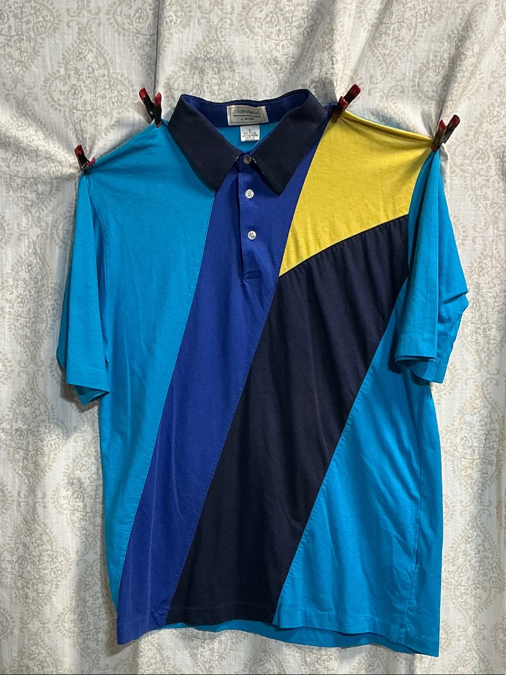 Vintage 90s Tournament by Arrow Polo shirt blues with yellow